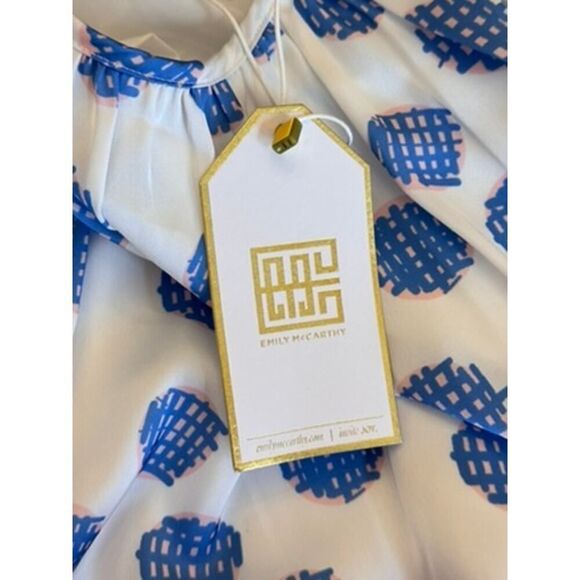 🎨 NWT Emily McCarthy Blue Polka Dot Long Sleeve Dress - Size S- gorgeous 🎨 - Picture 9 of 14